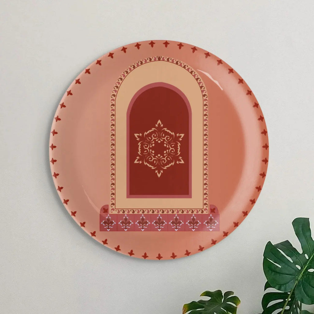 Vibrant Bohemian Art for Spaces window inscribed porcelain plate - Harshita Craft