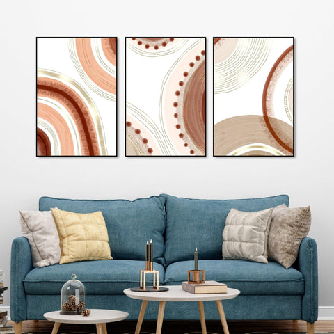 Modern Abstract Pattern Floating Canvas Wall Painting Set of Three - Decor Mantra 