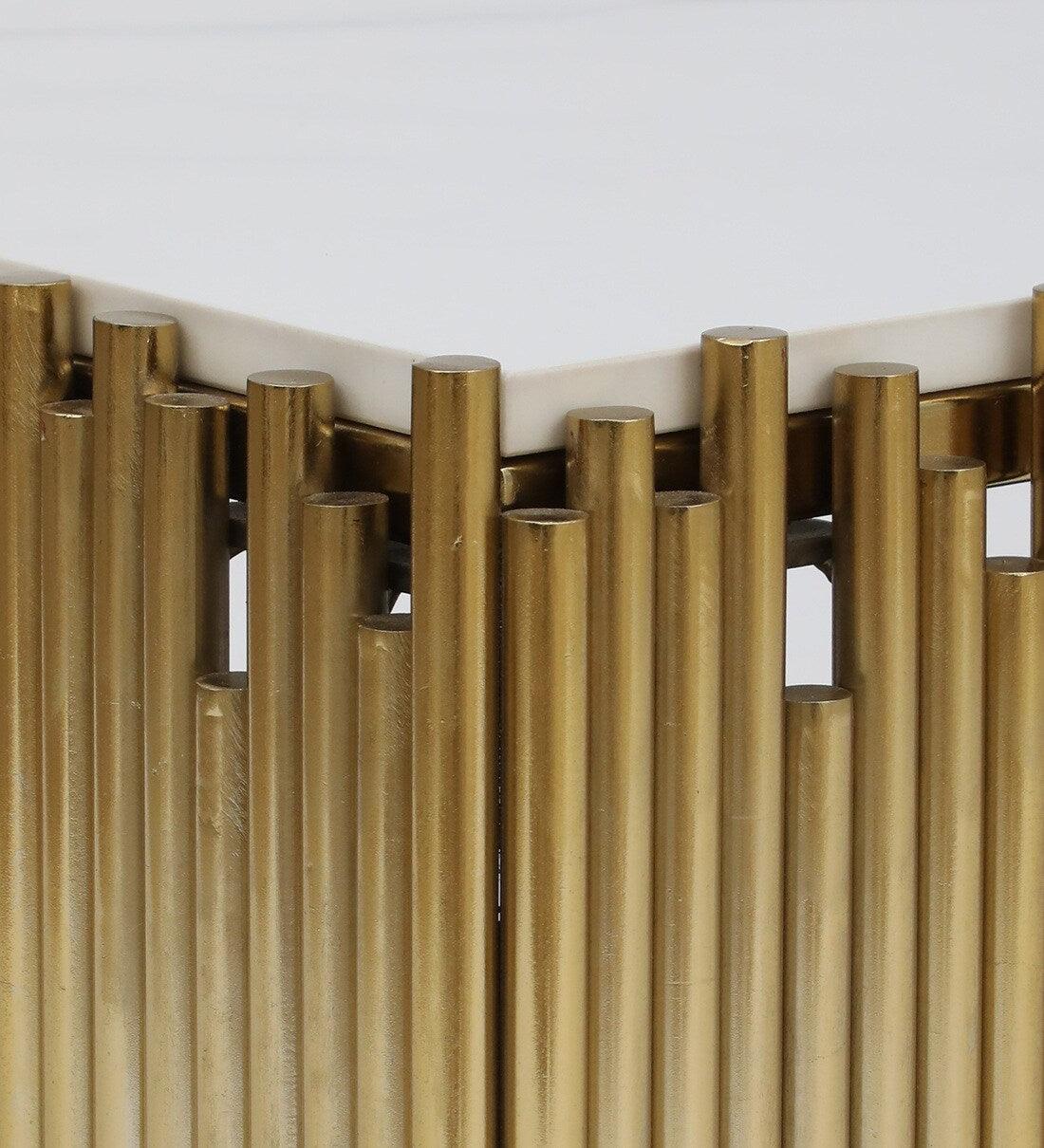 Golden Finish Artis Coffee Table with Porcelain Top - Decor Mantra 