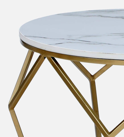 Metal Coffee Table with a Golden Base and Porcelain Surface - Decor Mantra 
