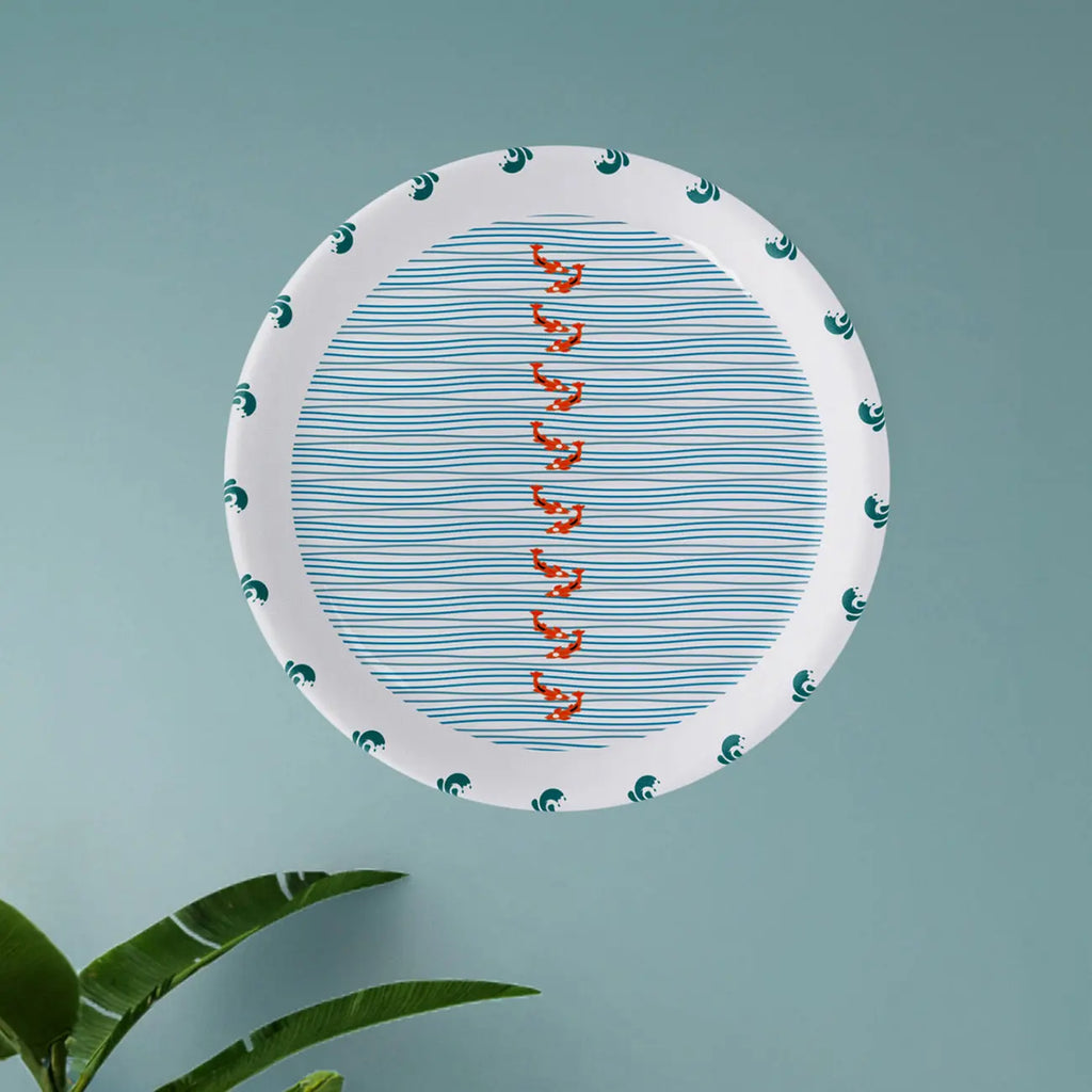 Sea-Inspired symmetry fish Abstract Art Collection Porcelain Wall Plate - Harshita Craft