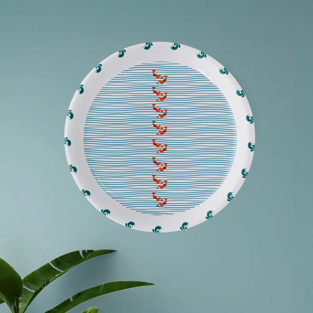 Sea-Inspired symmetry fish Abstract Art Collection Porcelain Wall Plate - Harshita Craft