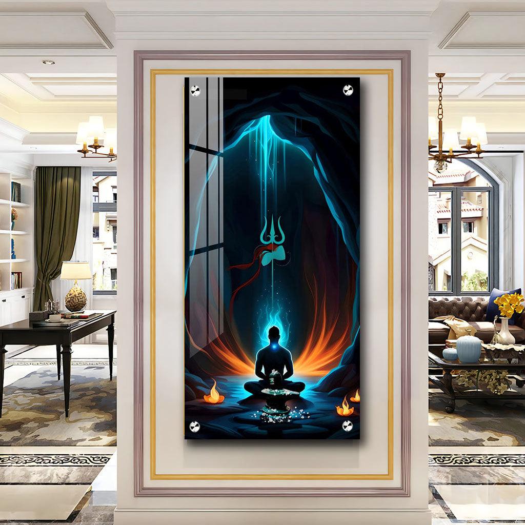 The Powerful Jai Mahakal Premium Acrylic Vertical Wall Art - Decor Mantra 
