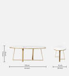 Coffee Table in Golden Finish and Elegant Marble Top - Decor Mantra 