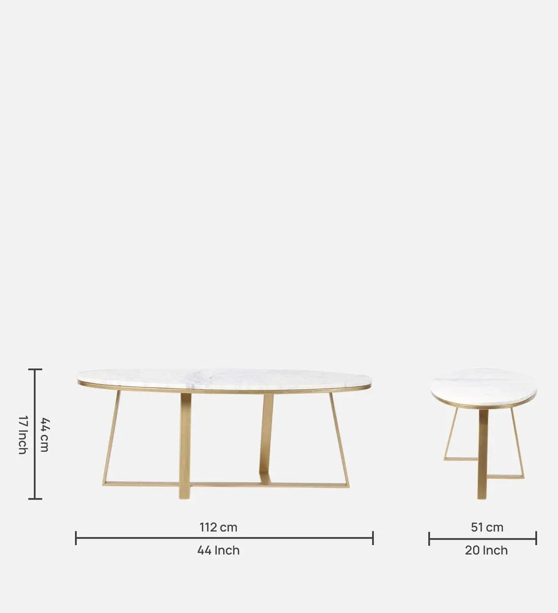 Coffee Table in Golden Finish and Elegant Marble Top - Decor Mantra 