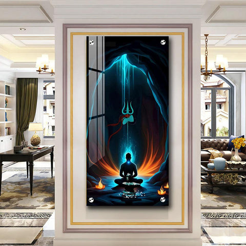 The Powerful Jai Mahakal Premium Acrylic Vertical Wall Art - Decor Mantra 