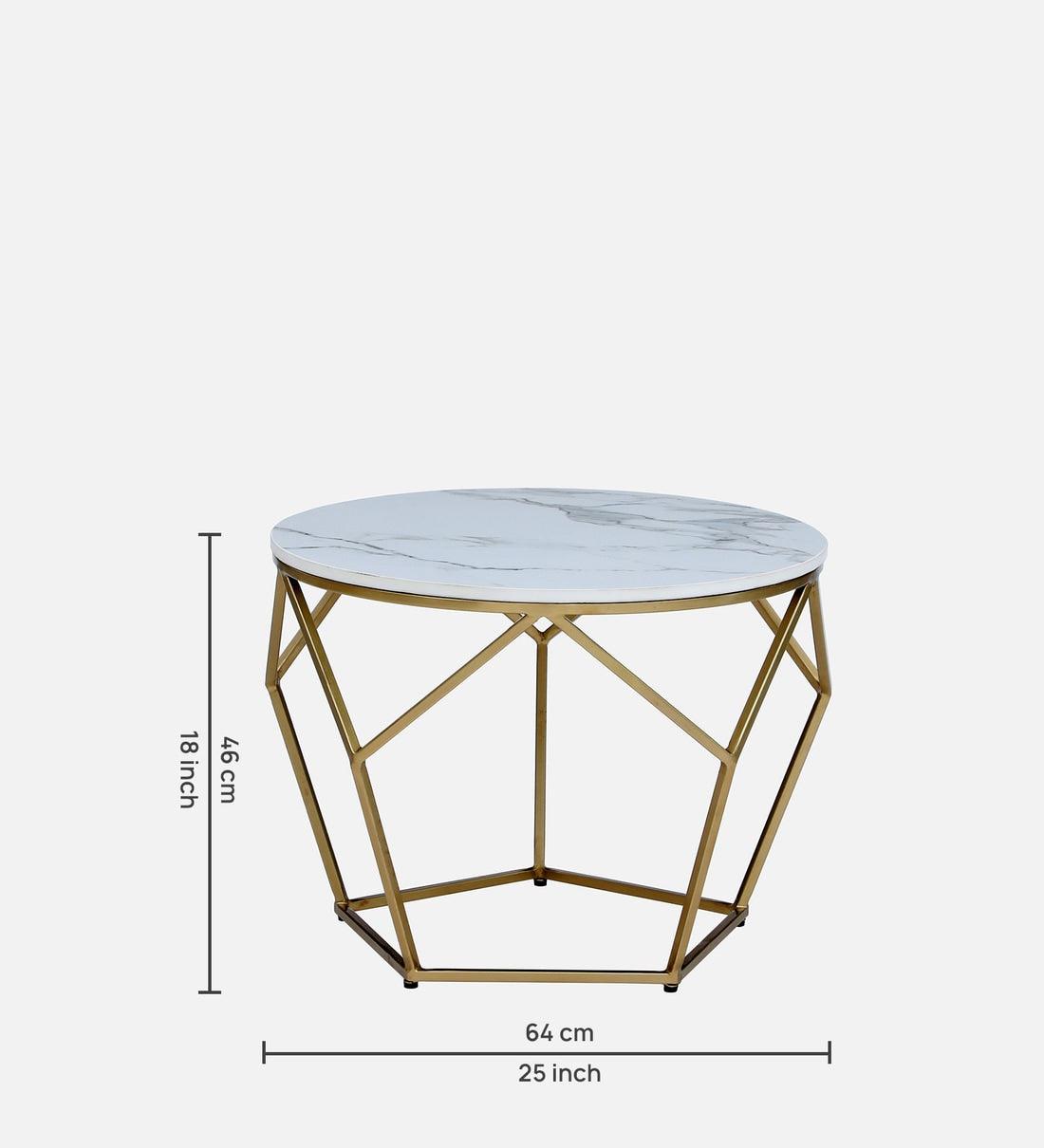 Metal Coffee Table with a Golden Base and Porcelain Surface - Decor Mantra 
