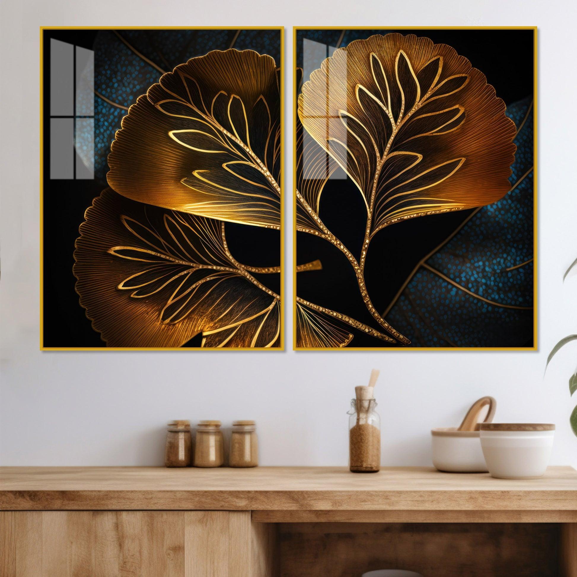Beautiful Plant Acrylic Floating Wall Painting Set of 2 - Decor Mantra 