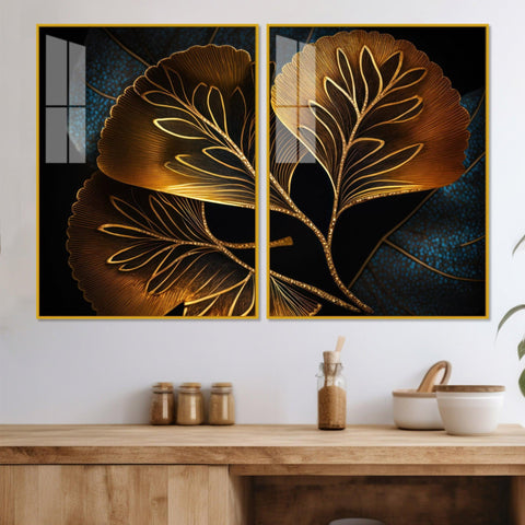 Beautiful Plant Acrylic Floating Wall Painting Set of 2 - Decor Mantra 