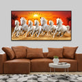 Seven Horses Running at Sunrise Premium Canvas Wall Painting Decor Mantra