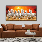Seven Horses Running at Sunrise Premium Canvas Wall Painting Decor Mantra