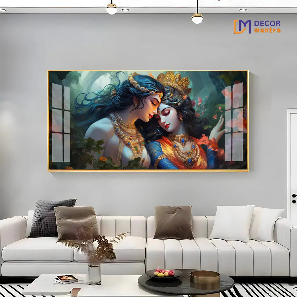 Divine Luster Painting of Radha Krishna Acrylic Painting Decor Mantra