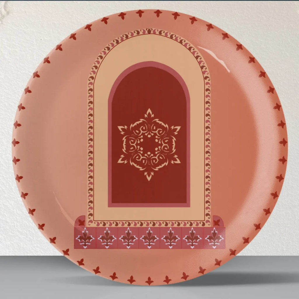 Vibrant Bohemian Art for Spaces window inscribed porcelain plate - Harshita Craft