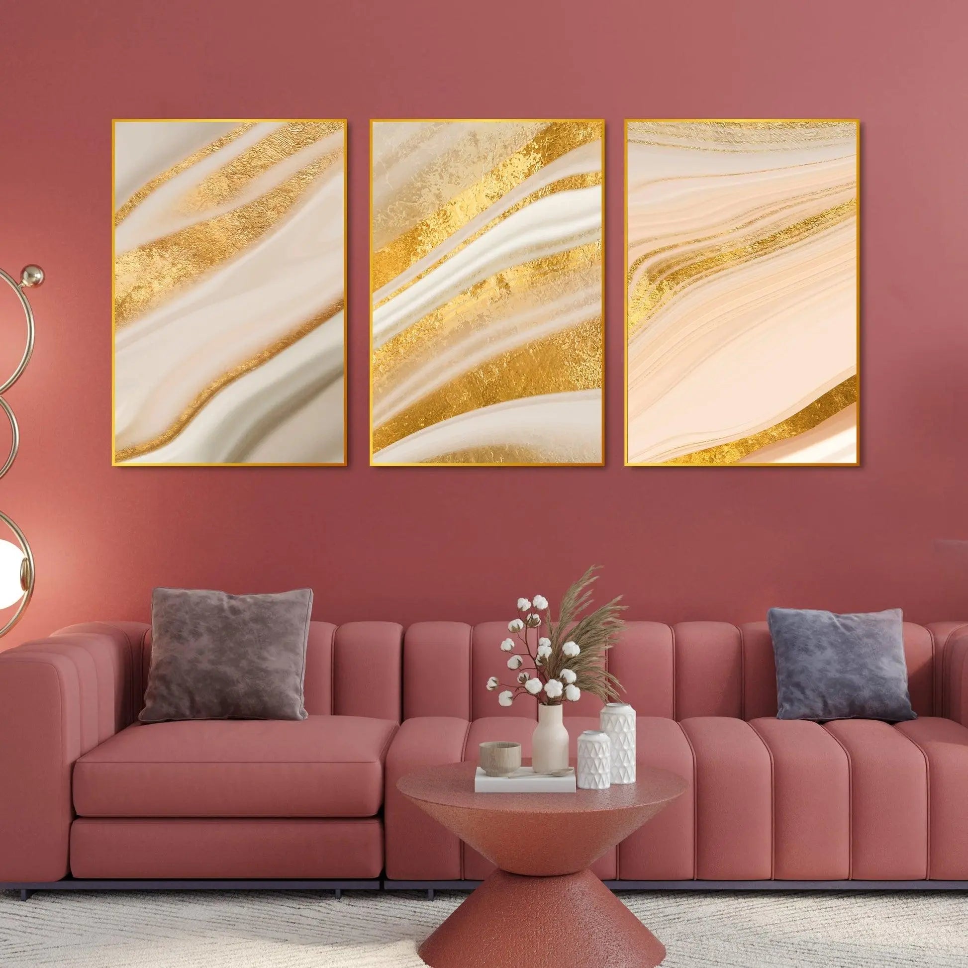 Decorative Pattern Floating Canvas Wall Painting Set of Three - Decor Mantra 