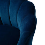 Shell Motif Luxury Style Blue Velvet Lounge Chair DECORMANTRA