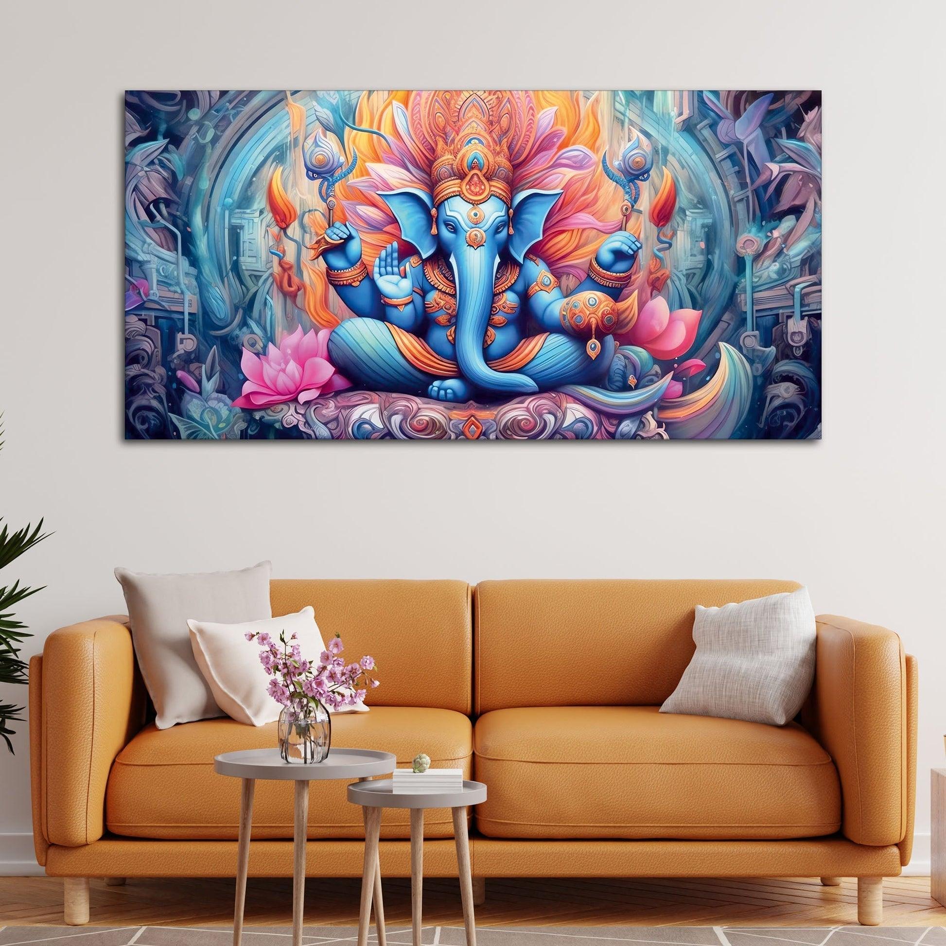 Lord Ganesh Decoative Artistic Canvas Wall Painiting - Decor Mantra 