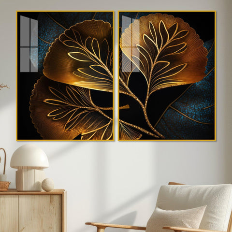 Beautiful Plant Acrylic Floating Wall Painting Set of 2 - Decor Mantra 