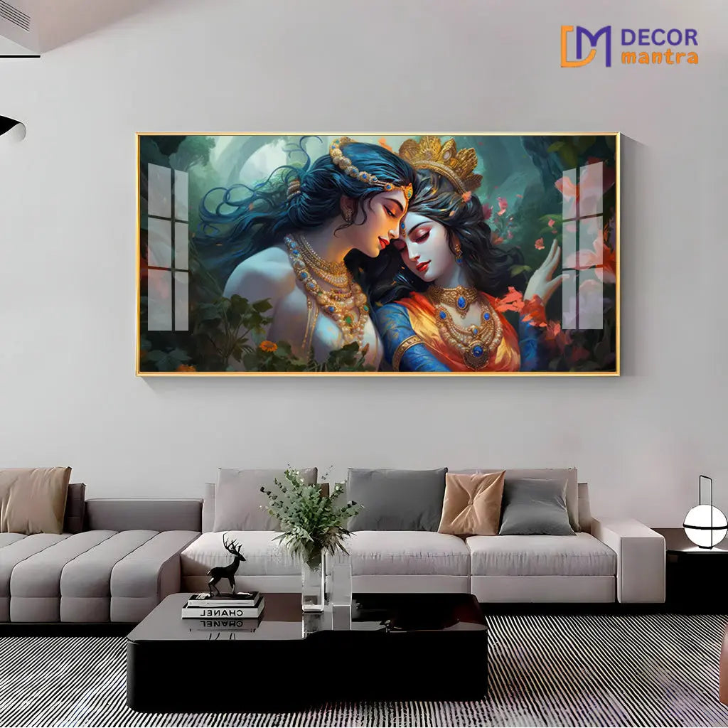 Divine Luster Painting of Radha Krishna Acrylic Painting Decor Mantra