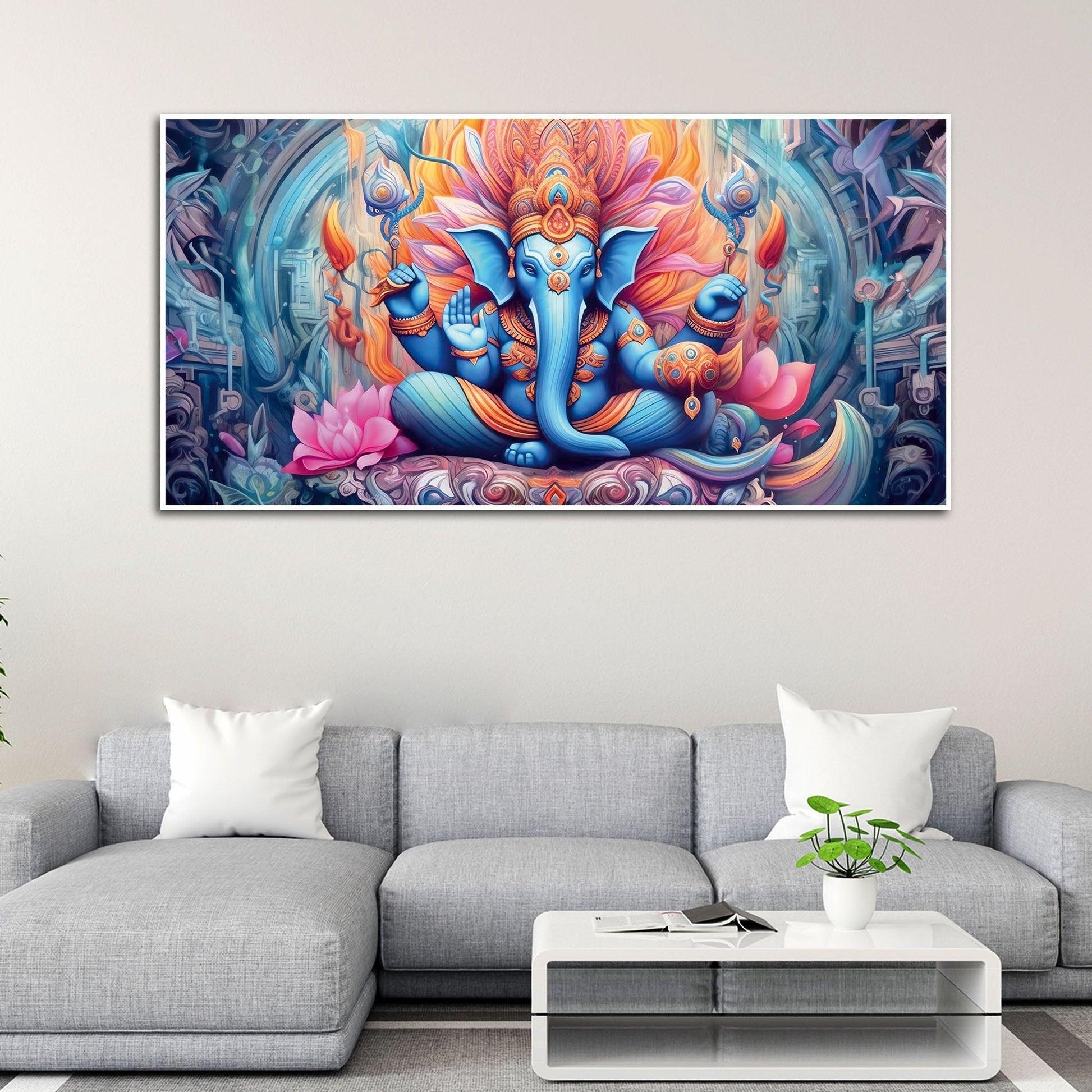 Lord Ganesh Decoative Artistic Canvas Wall Painiting - Decor Mantra 