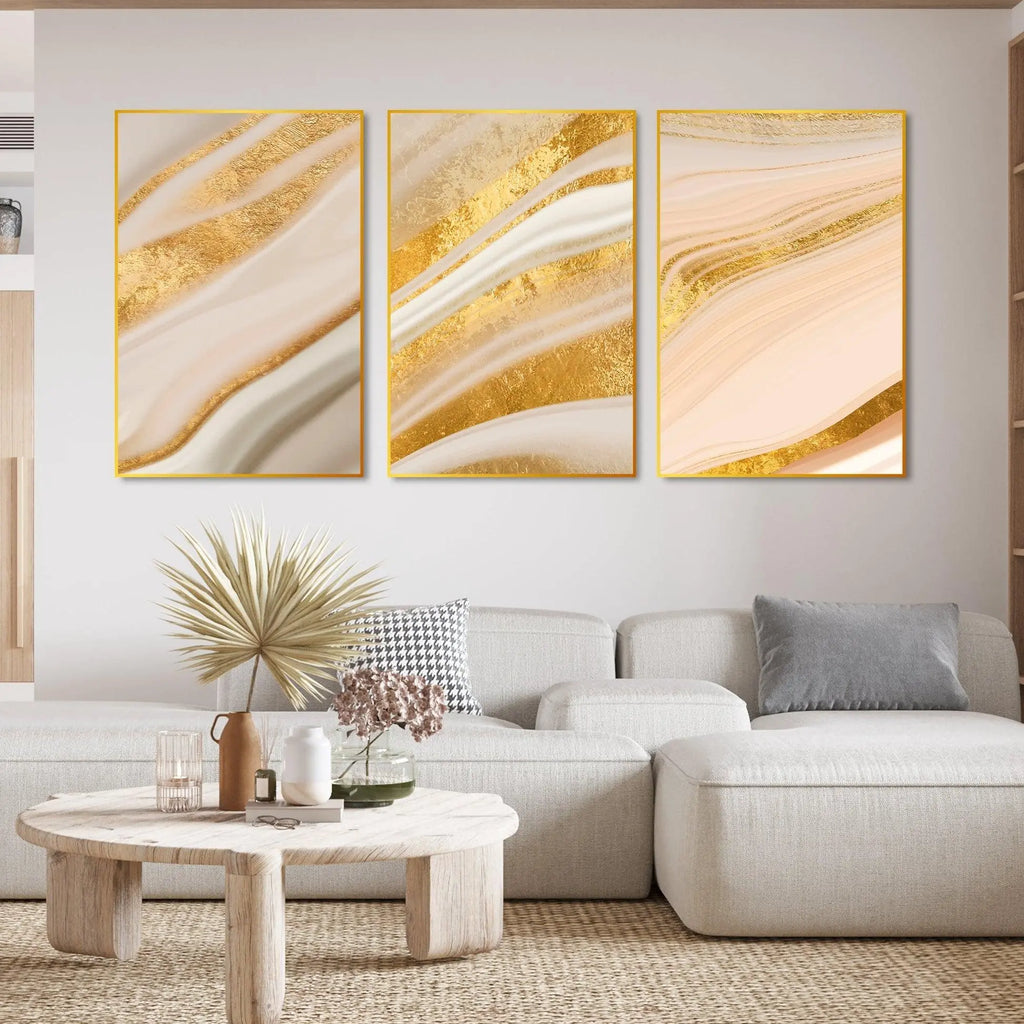 Decorative Pattern Floating Canvas Wall Painting Set of Three - Decor Mantra 