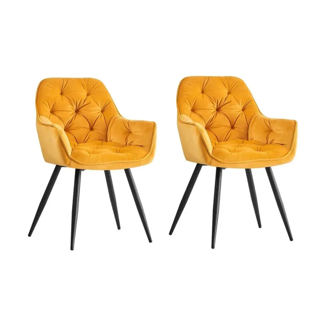 Bright Yellow Comfy Padded Tufted Velvet Luxury Accent Chair DECORMANTRA