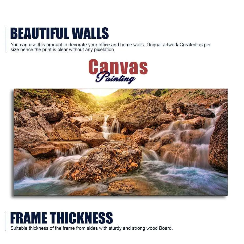 Premium Canvas Wall Painting of Waterfall at Sunrise Decor Mantra