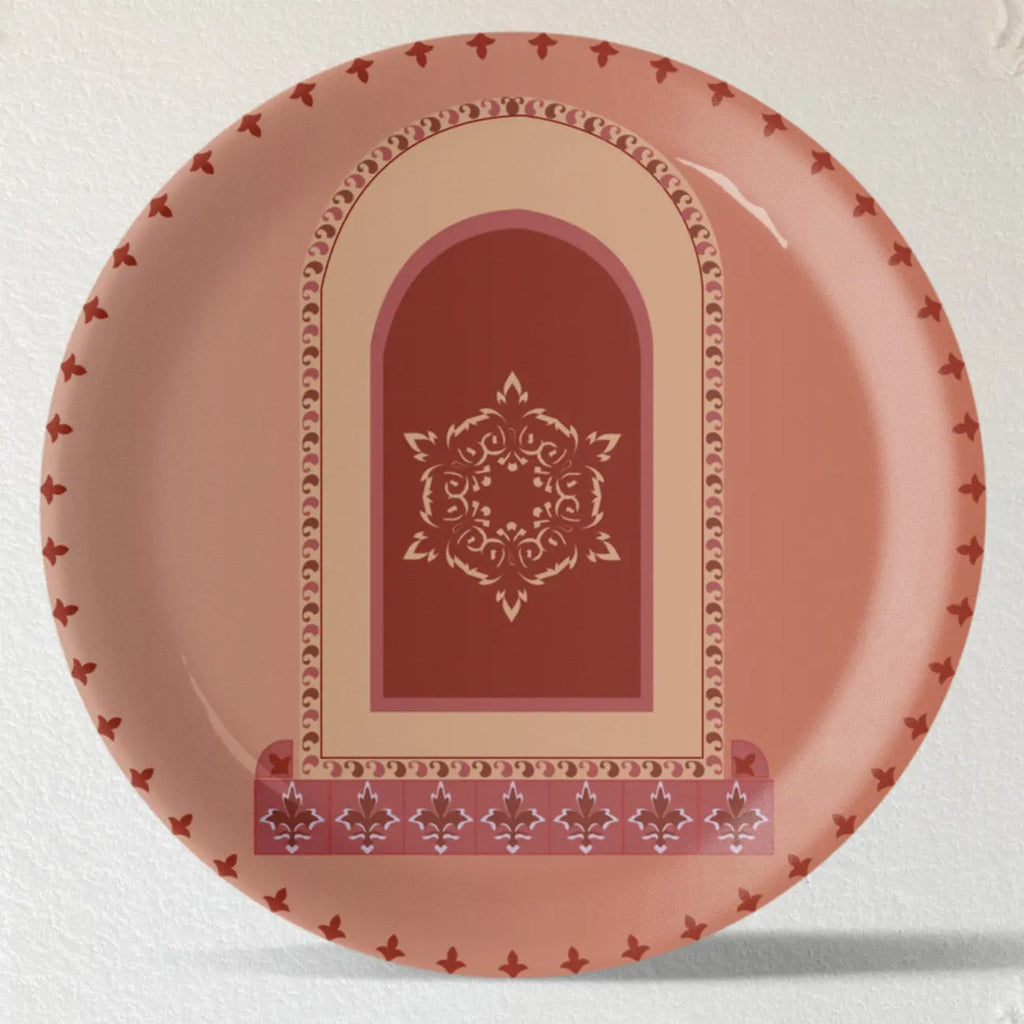 Vibrant Bohemian Art for Spaces window inscribed porcelain plate - Harshita Craft
