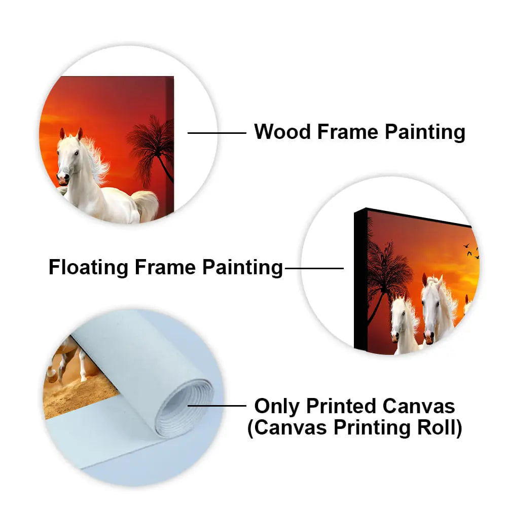 Seven Horses Running at Sunrise Premium Canvas Wall Painting Decor Mantra
