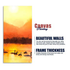 Swans in Lake at Sunset Canvas Wall Painting Decor Mantra