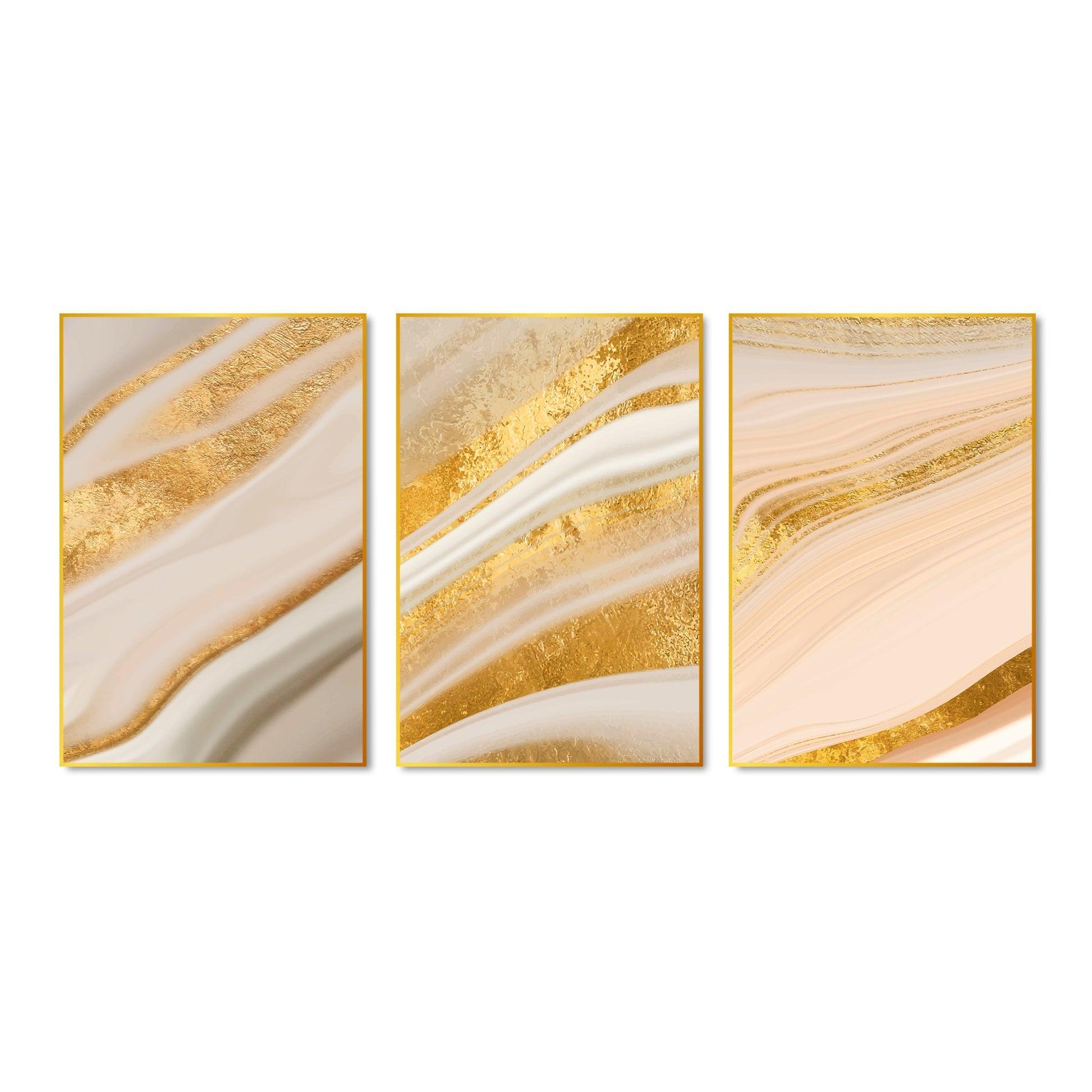 Decorative Pattern Floating Canvas Wall Painting Set of Three - Decor Mantra 