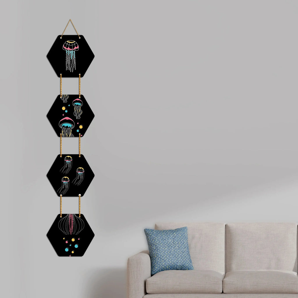 Jellyfish Wooden Wall Hanger for Home|Office|Living Room|Gift - Harshita Craft
