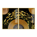 Golden Fishes Acrylic Floating Wall Painting Set of 2 - Decor Mantra 
