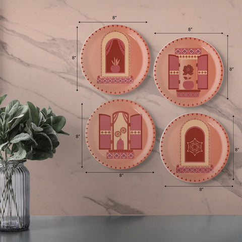 Vibrant Bohemian Art for Spaces collage porcelain plate Set of 4