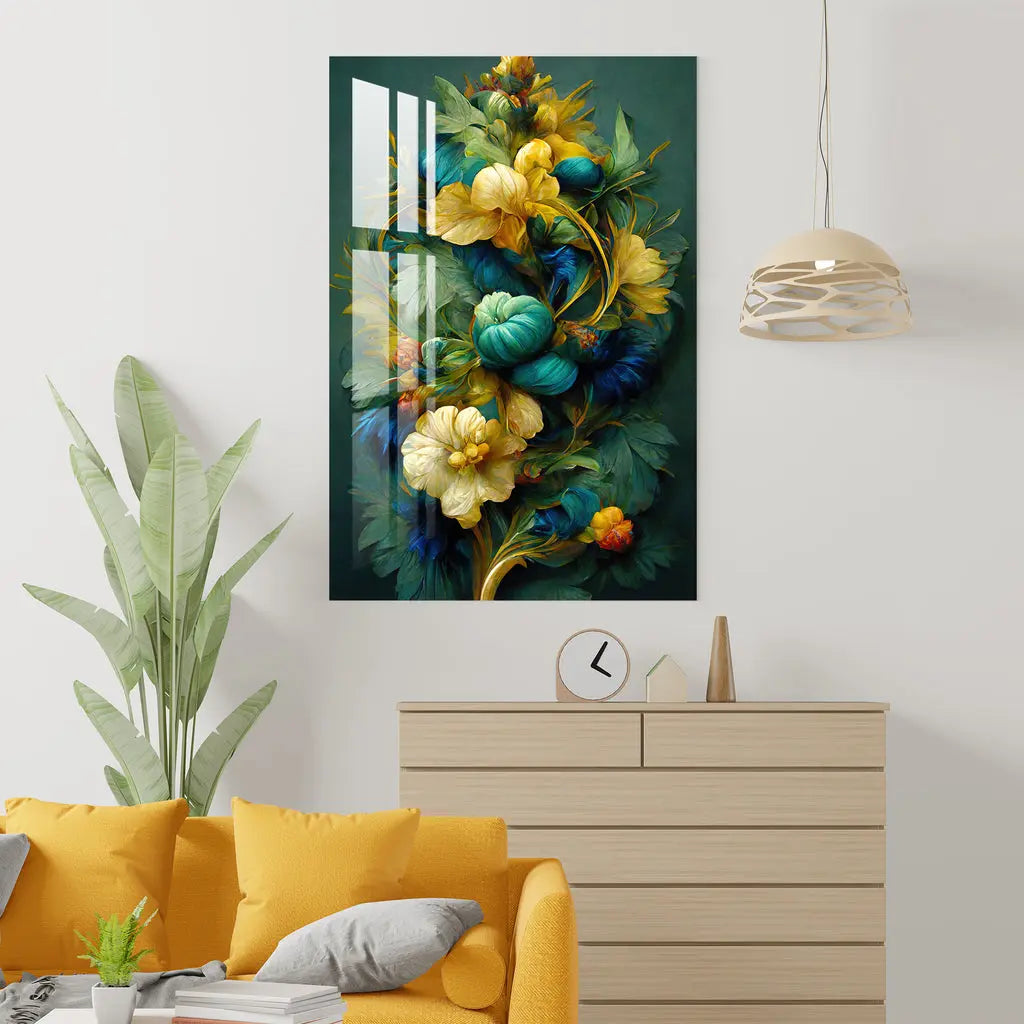 Shades of Green & Yellow Acrylic Wall Art DECORMANTRA