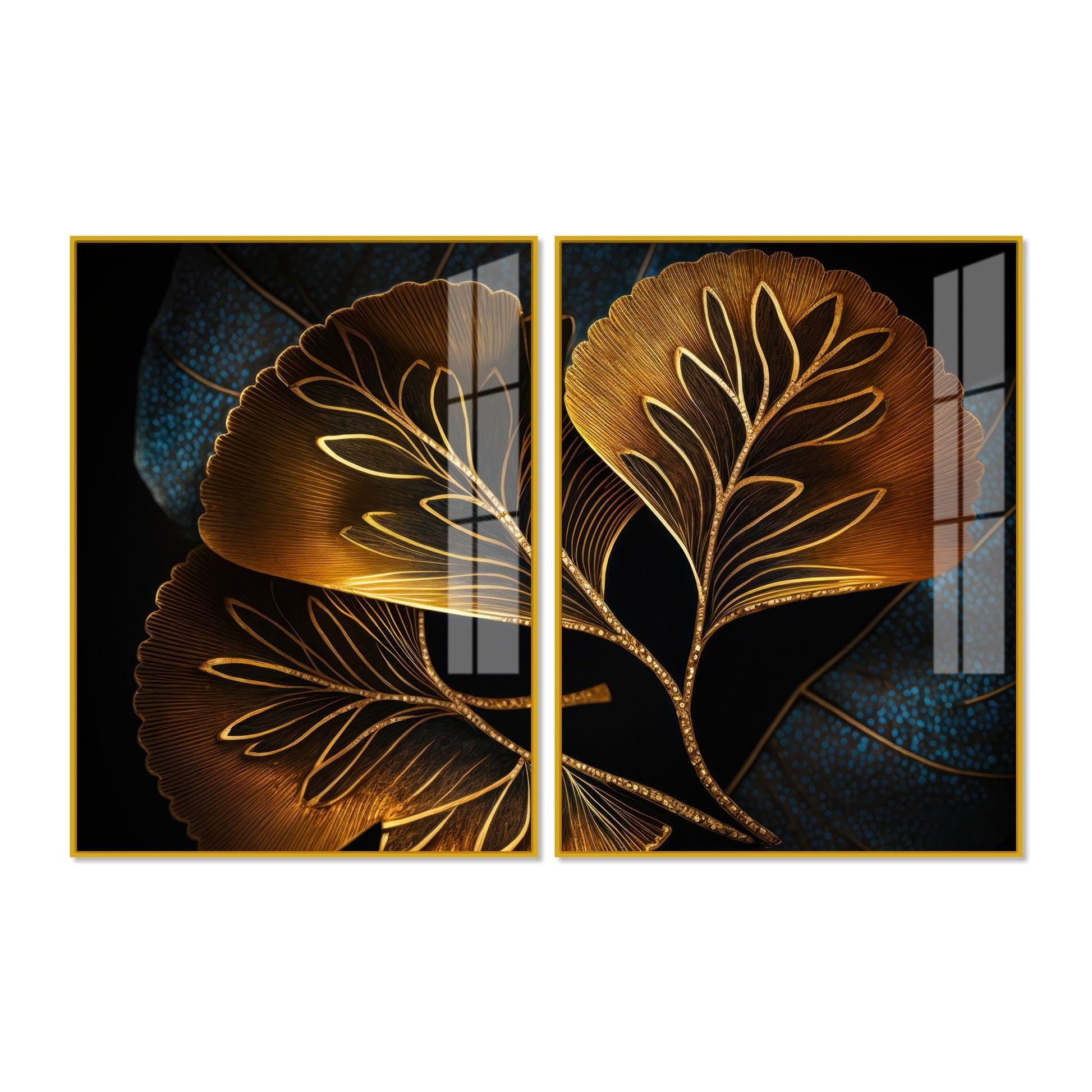 Beautiful Plant Acrylic Floating Wall Painting Set of 2 - Decor Mantra 