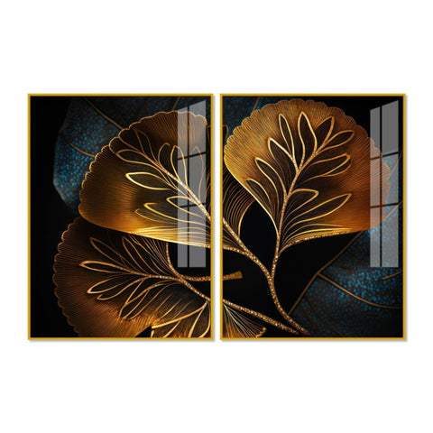 Beautiful Plant Acrylic Floating Wall Painting Set of 2 - Decor Mantra 