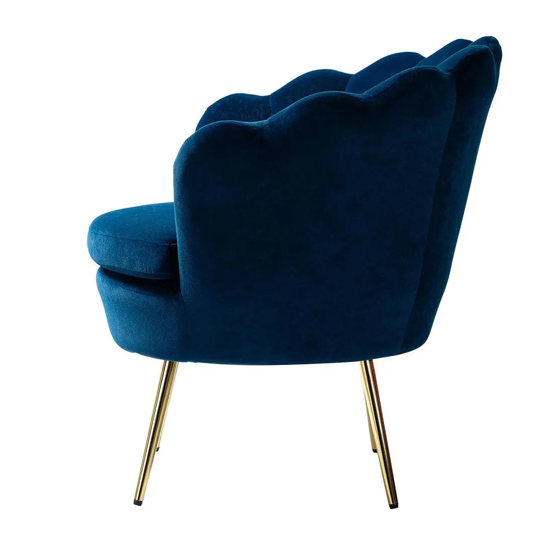 Shell Motif Luxury Style Blue Velvet Lounge Chair DECORMANTRA