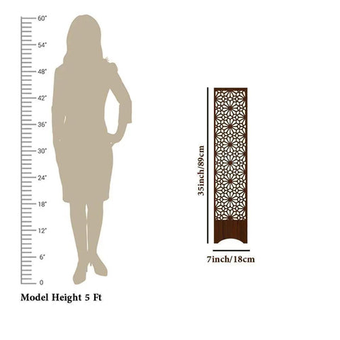 Pillar Shape Floor Lamp With Flower Pattern Design For Living Room, Bedroom - Decor Mantra 