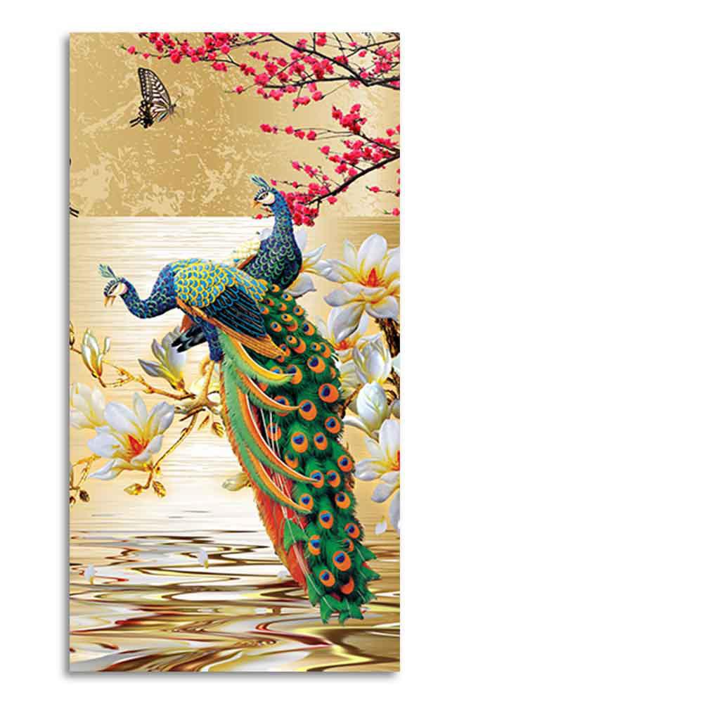 Pair of Peacock Canvas Wall Painting - Decor Mantra 