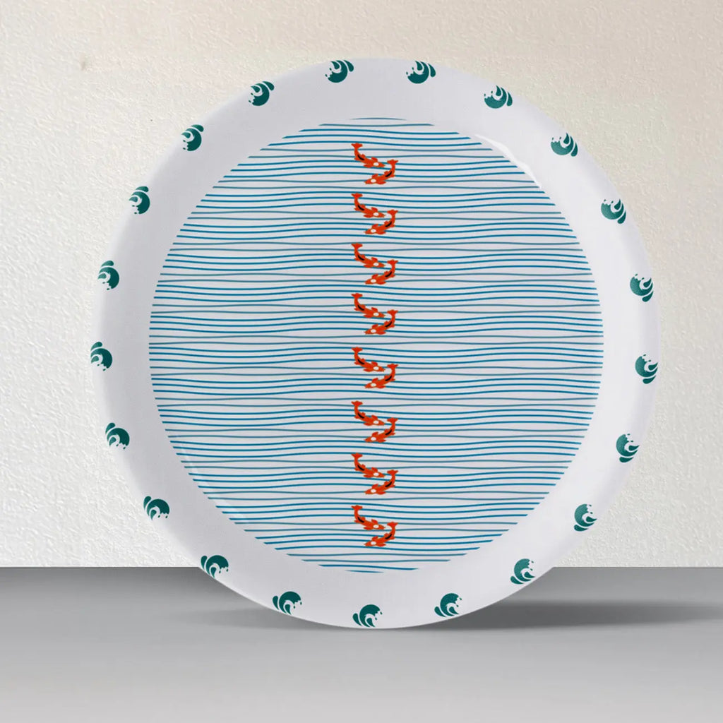 Sea-Inspired symmetry fish Abstract Art Collection Porcelain Wall Plate - Harshita Craft