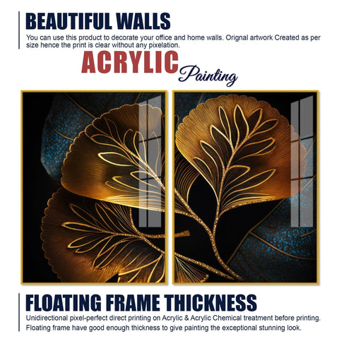 Beautiful Plant Acrylic Floating Wall Painting Set of 2 - Decor Mantra 