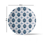 Elegant Blue and White Plate Blue Pottery Inspired symmetry tree floral plate - Harshita Craft