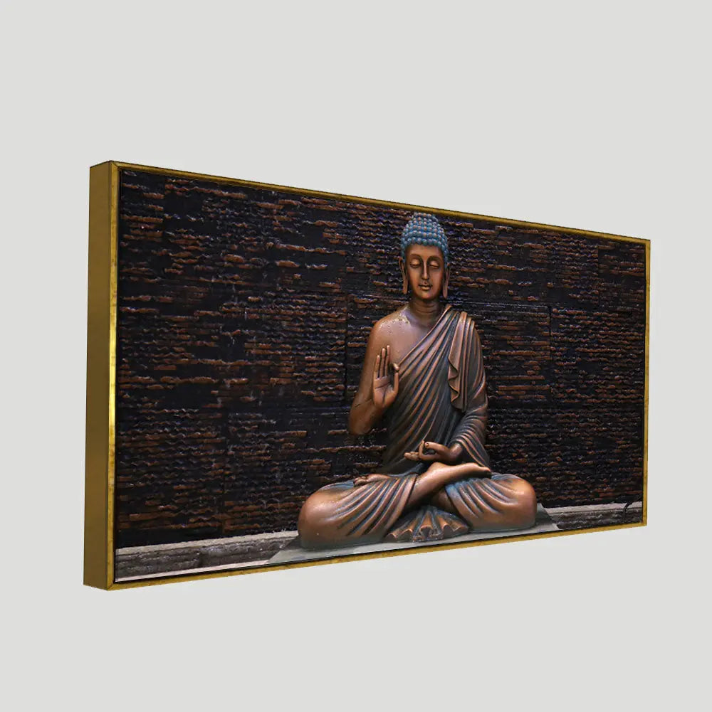Lord Buddha Meditating Statue Canvas Wall Painting - Harshita Craft