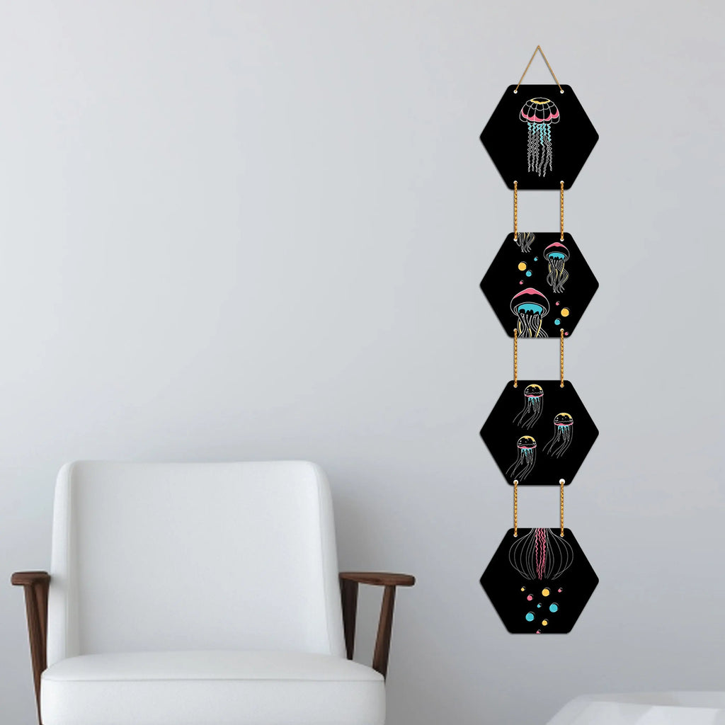 Jellyfish Wooden Wall Hanger for Home|Office|Living Room|Gift - Harshita Craft