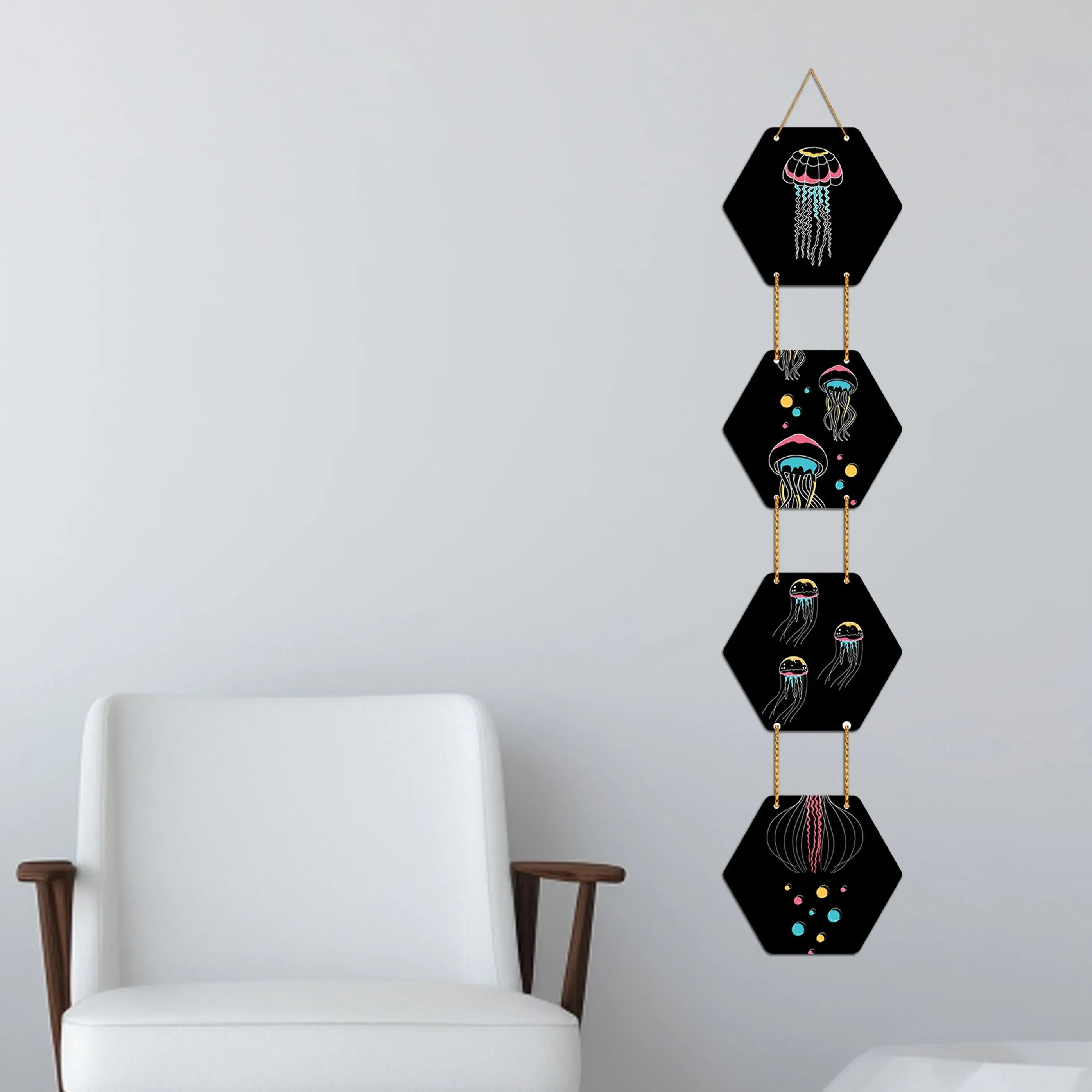 Jellyfish Wooden Wall Hanger for Home|Office|Living Room|Gift - Harshita Craft