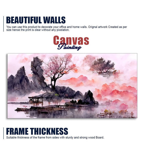 Beautiful Lake View Watercolor Art Canvas Wall Painting - Decor Mantra 