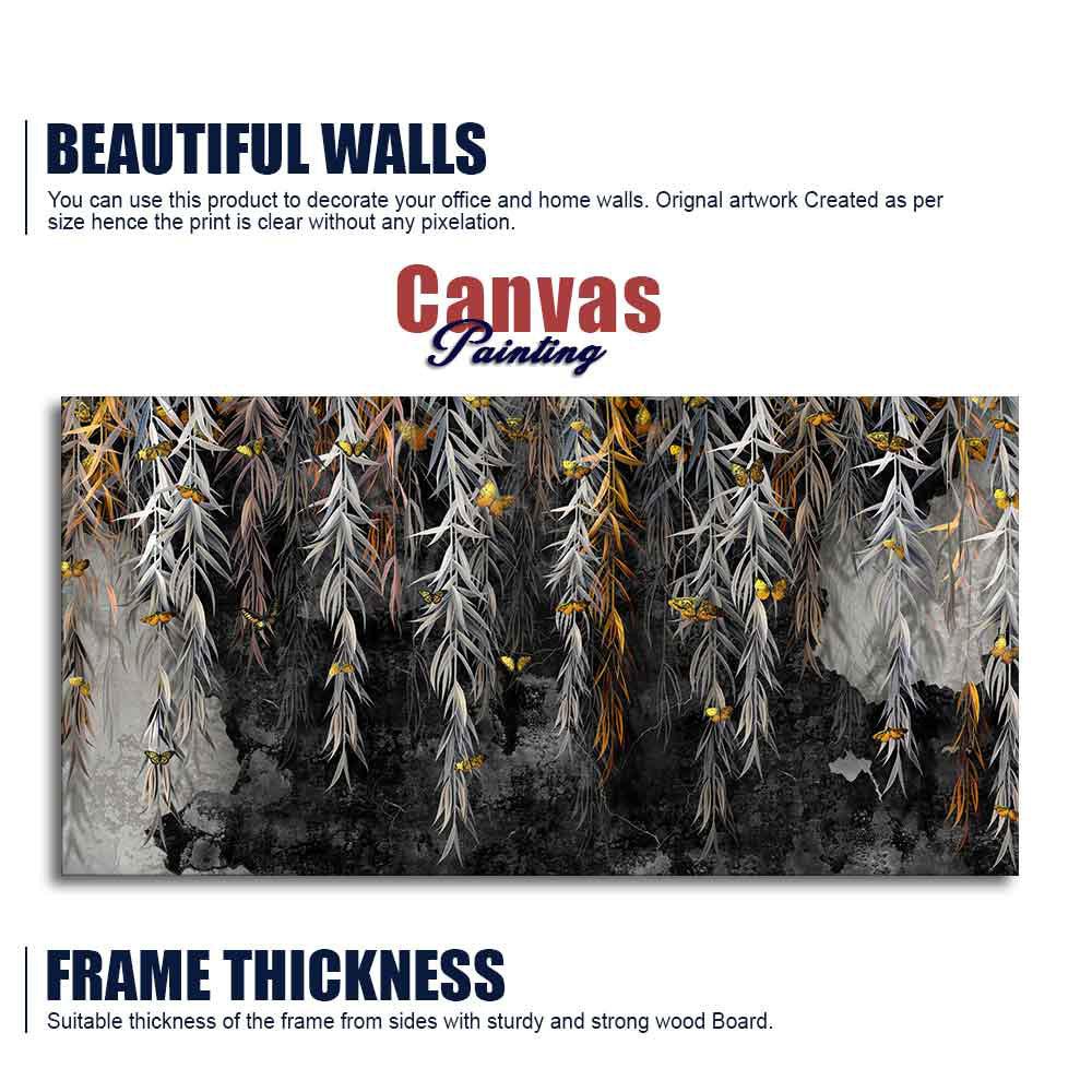 Willow Branches with Gold Butterflies Wall Painting - Decor Mantra 