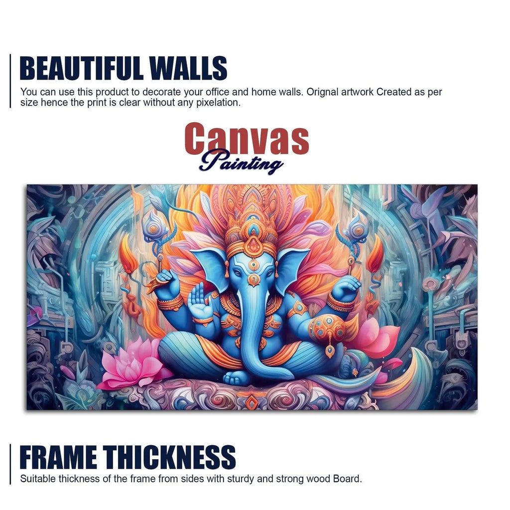 Lord Ganesh Decoative Artistic Canvas Wall Painiting - Decor Mantra 