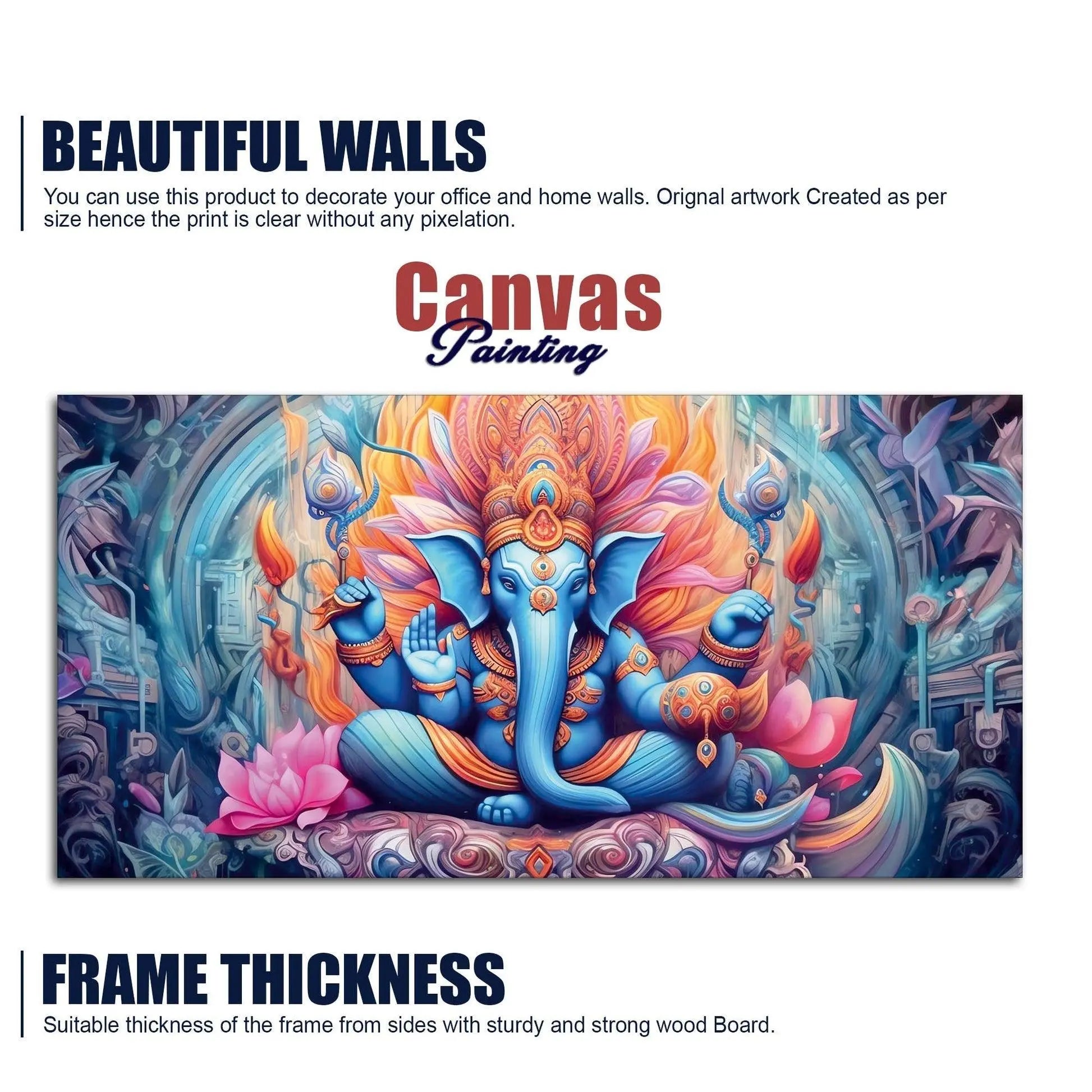 Lord Ganesh Decoative Artistic Canvas Wall Painiting - Decor Mantra 