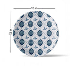Elegant Blue and White Plate Blue Pottery Inspired symmetry tree floral plate - Harshita Craft